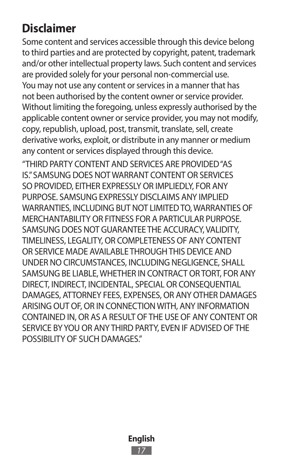Disclaimer | Samsung SM-R382 User Manual | Page 18 / 674