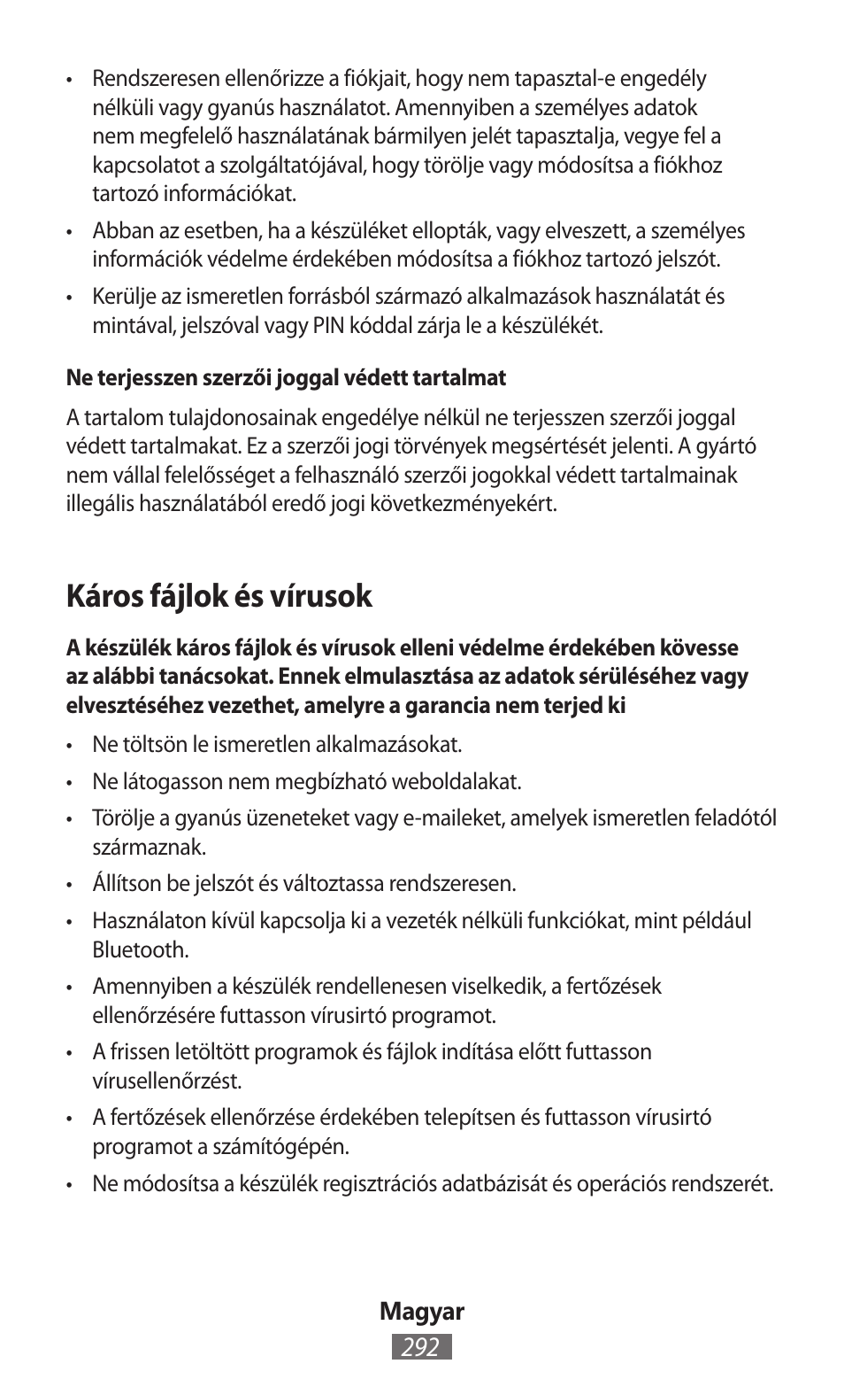 Káros fájlok és vírusok | Samsung SM-R382 User Manual | Page 293 / 674