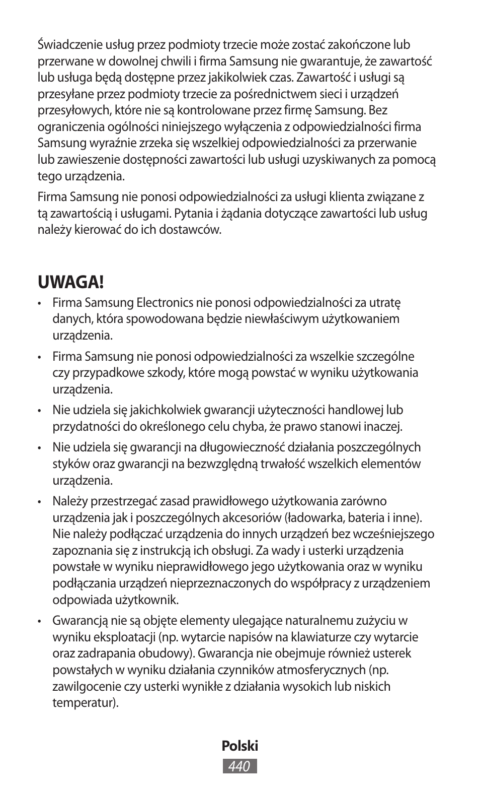 Uwaga | Samsung SM-R382 User Manual | Page 441 / 674