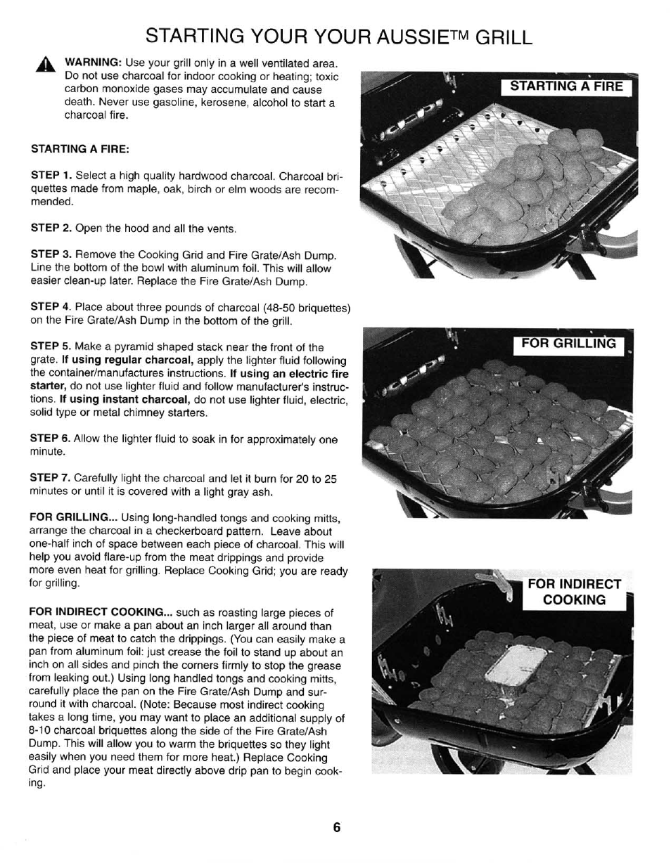 Starting your your aussie™ grill | Aussie 4200 User Manual | Page 6 / 8