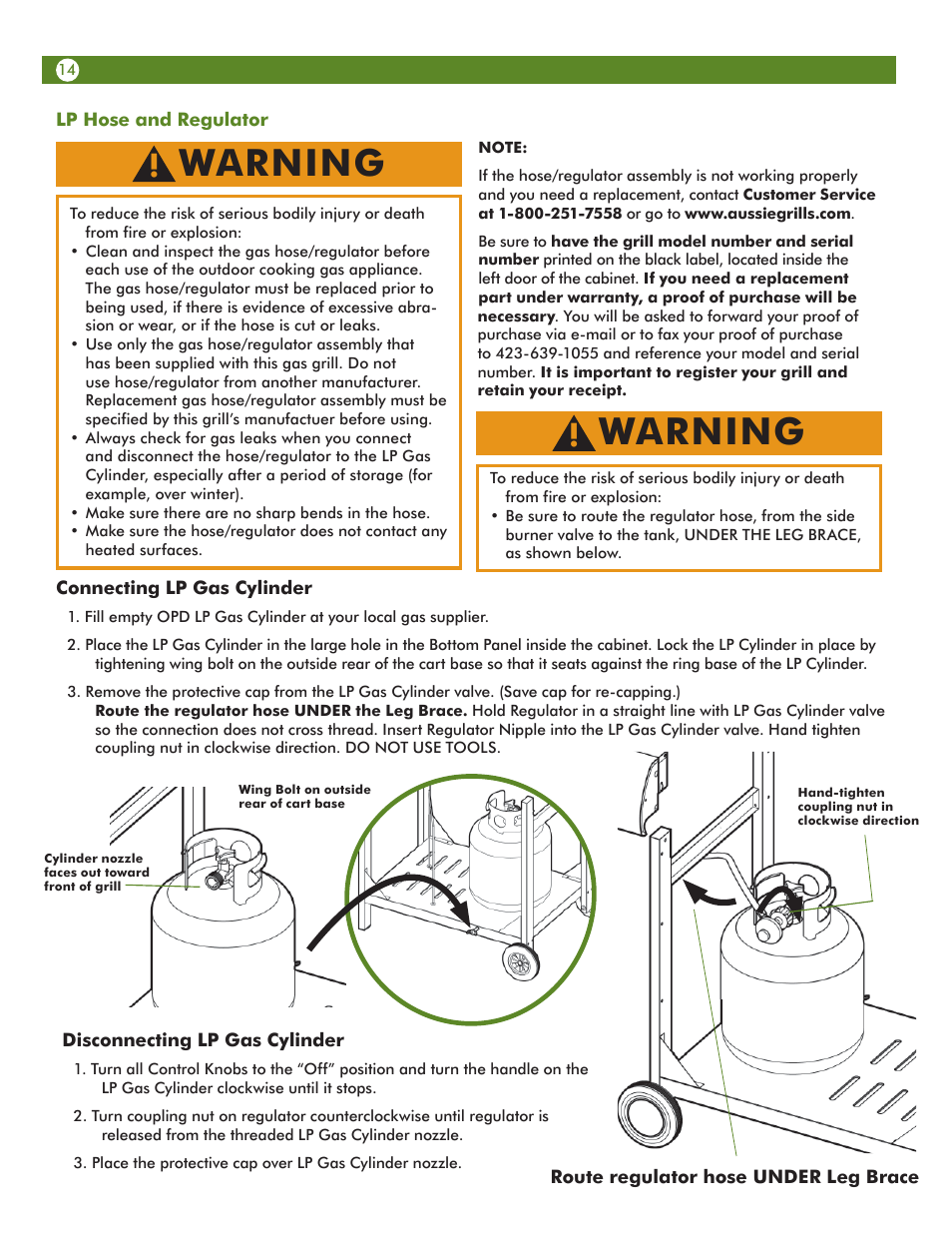 Warning | Aussie Vantage LP 6703C8FKK1 User Manual | Page 14 / 36