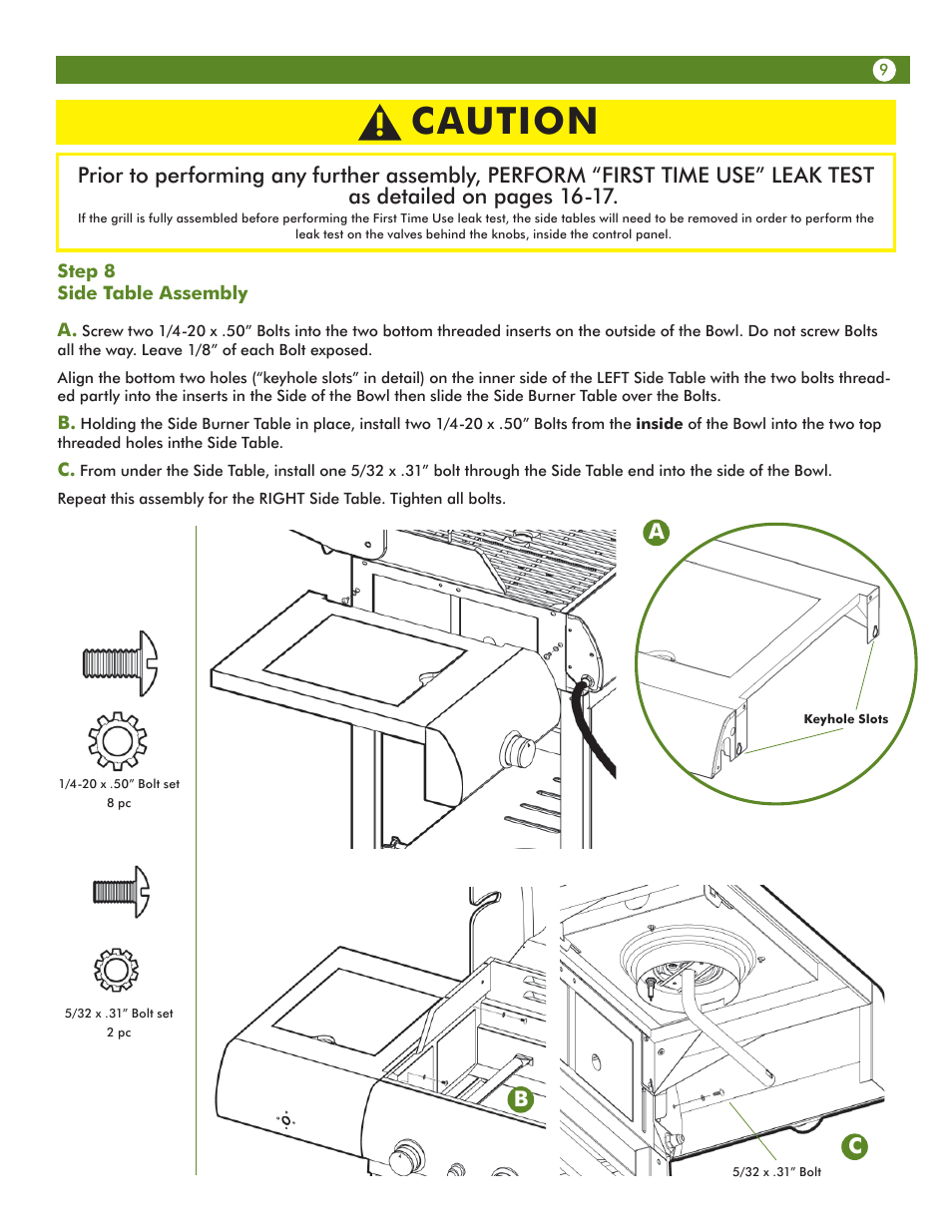 Caution | Aussie Vantage LP 6703C8FKK1 User Manual | Page 9 / 36
