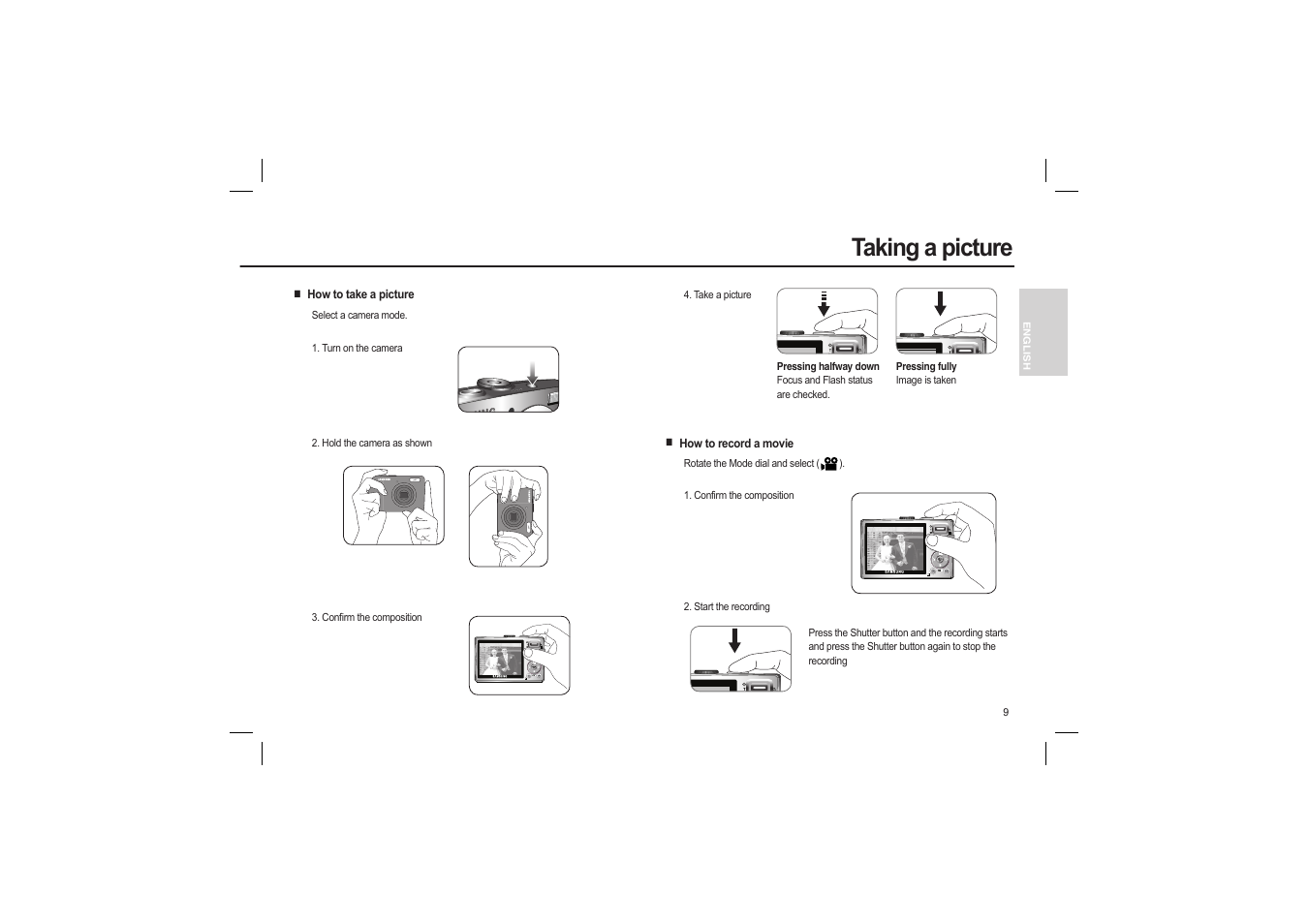 Taking a picture | Samsung L110 User Manual | Page 10 / 98