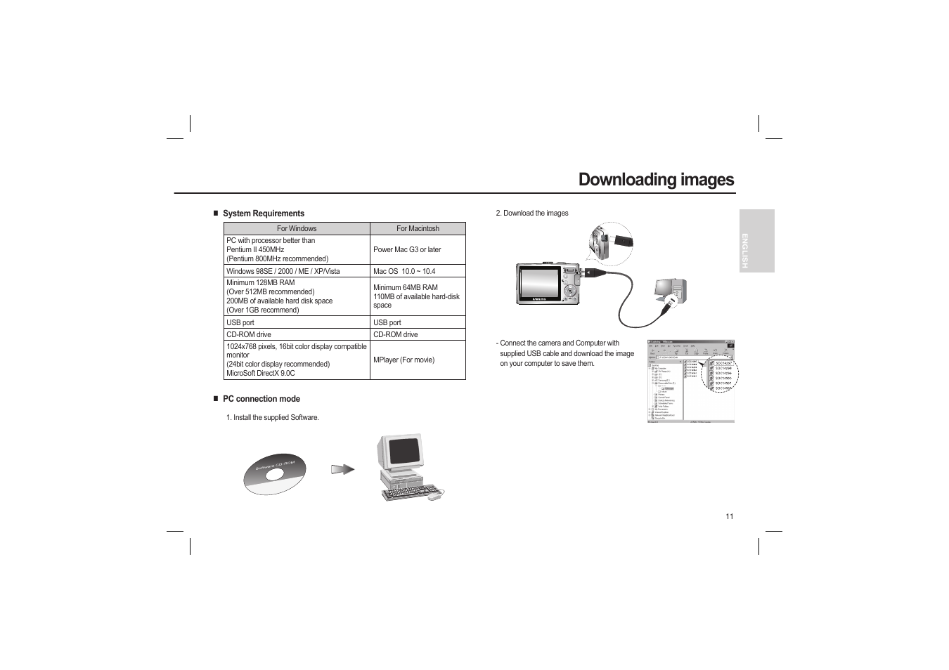 Downloading images | Samsung L110 User Manual | Page 12 / 98