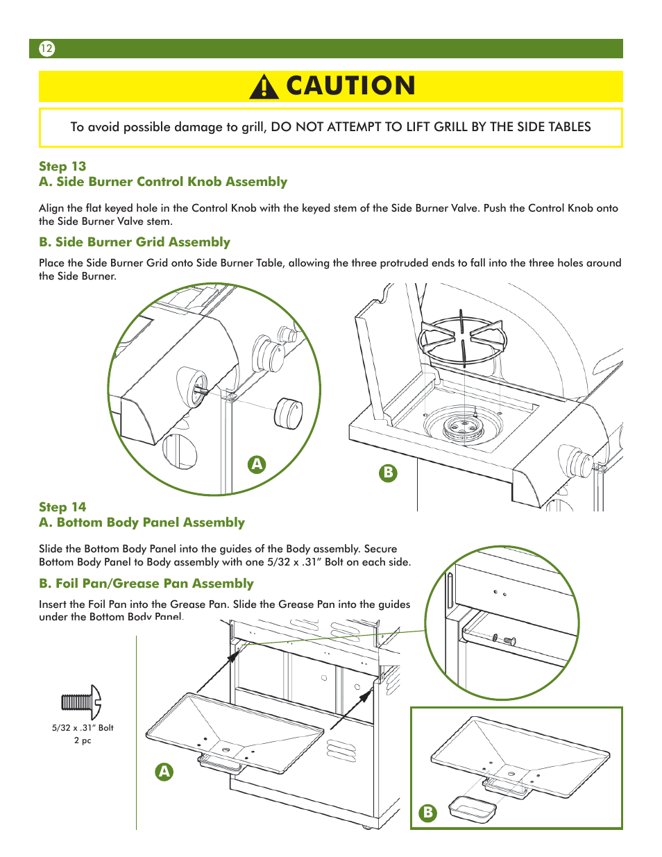 Caution | Aussie Vantage LP Gass Grill 6804T8UK91 User Manual | Page 12 / 36