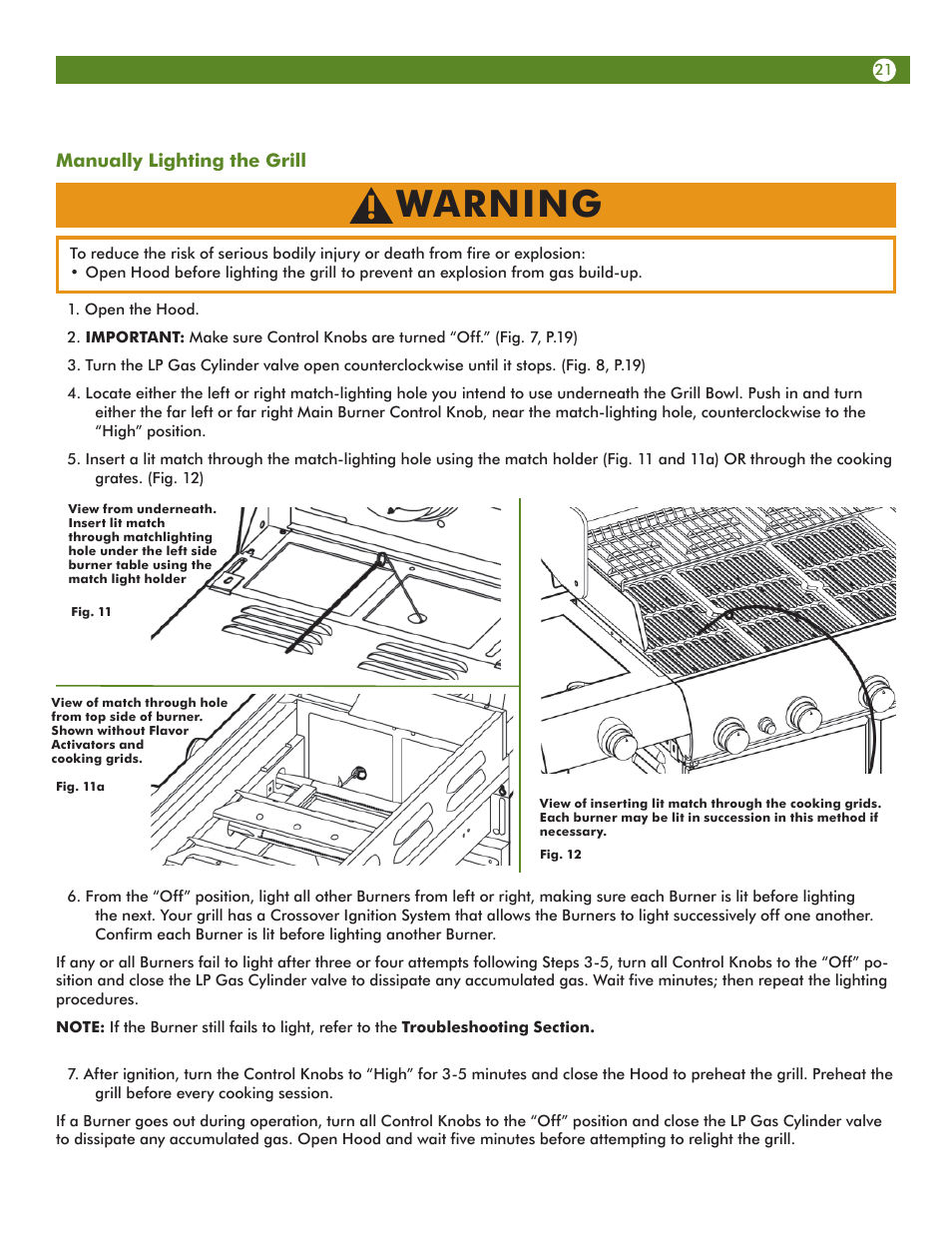 Warning | Aussie Vantage LP Gass Grill 6804T8UK91 User Manual | Page 21 / 36