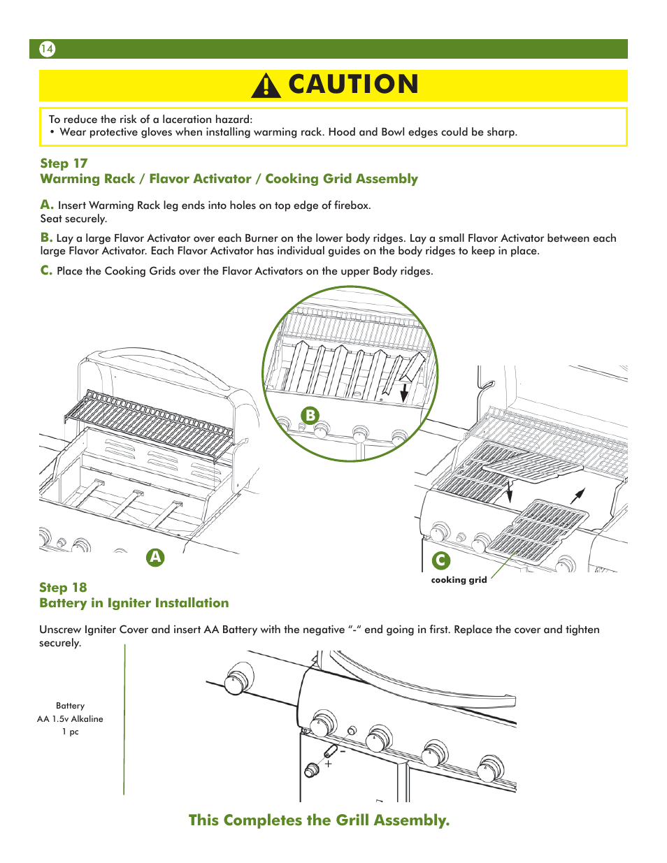 Caution | Aussie Vantage LP Gass Grill 6804T80SS1 User Manual | Page 14 / 38