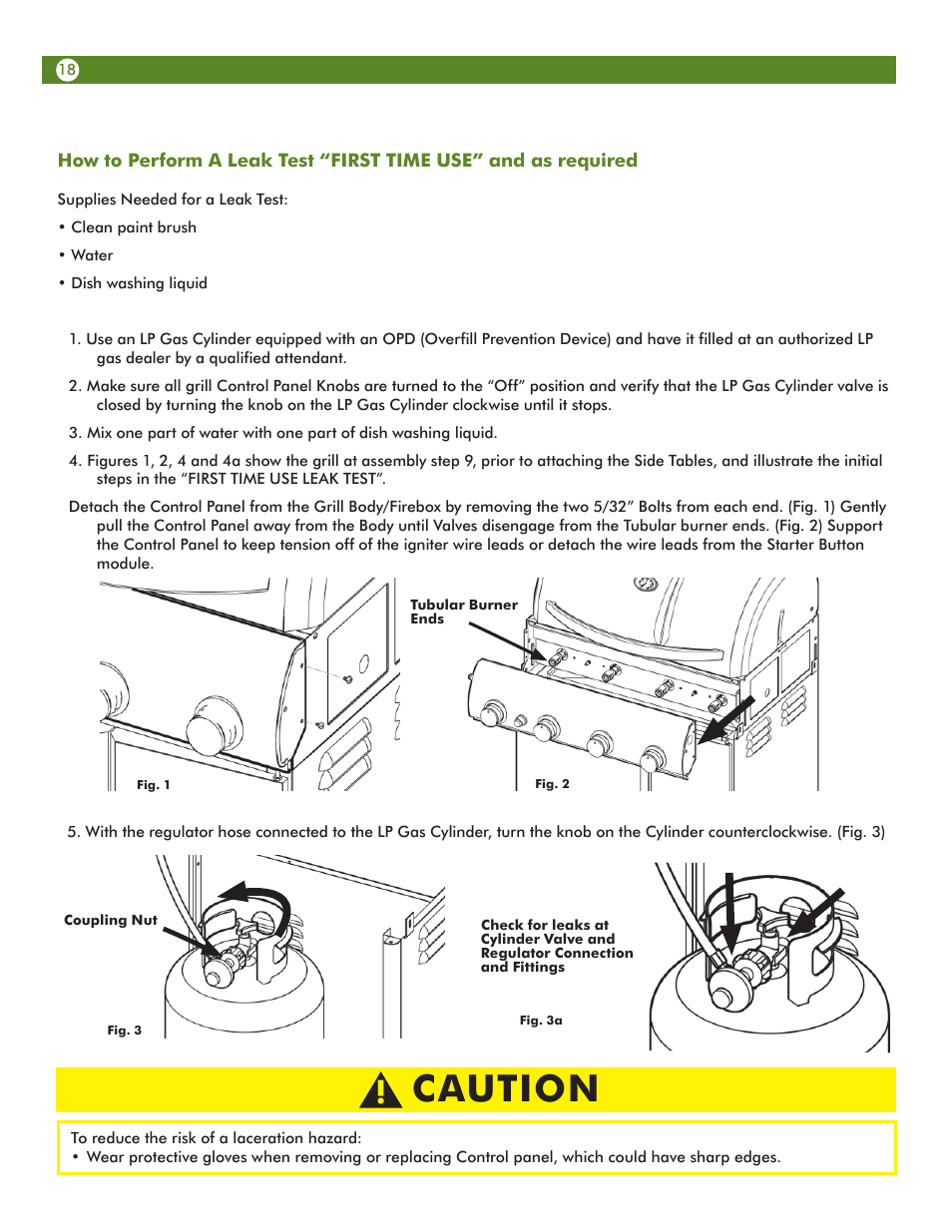 Caution | Aussie Vantage LP Gass Grill 6804T80SS1 User Manual | Page 18 / 38