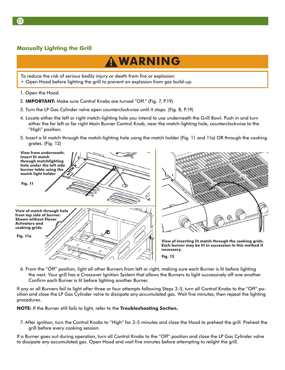 Warning | Aussie Vantage LP Gass Grill 6804T80SS1 User Manual | Page 22 / 38