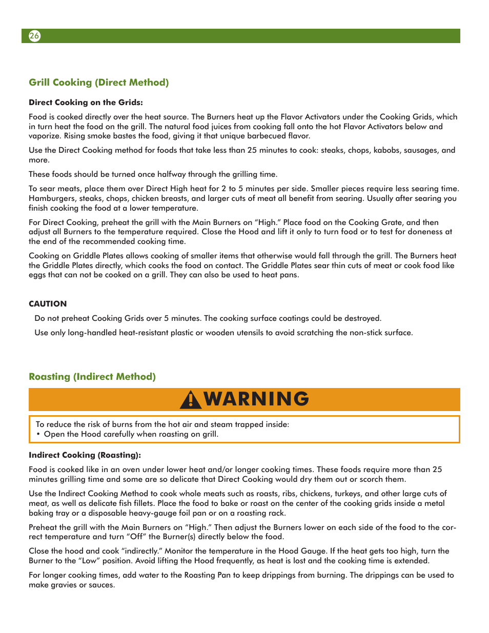 Warning | Aussie Vantage LP Gass Grill 6804T80SS1 User Manual | Page 26 / 38