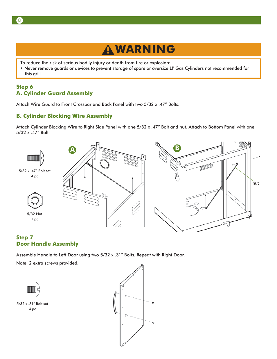 Warning | Aussie Vantage LP Gass Grill 6804T80SS1 User Manual | Page 8 / 38