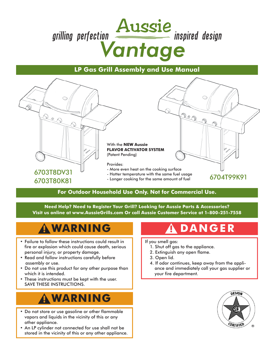 Aussie Vantage LP 6703T8DV31 User Manual | 36 pages