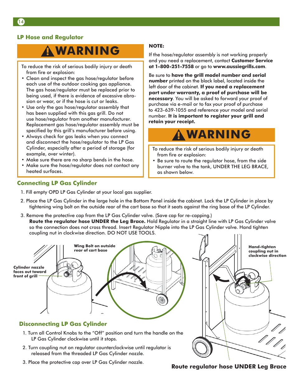 Warning | Aussie Vantage LP 6703T8DV31 User Manual | Page 14 / 36