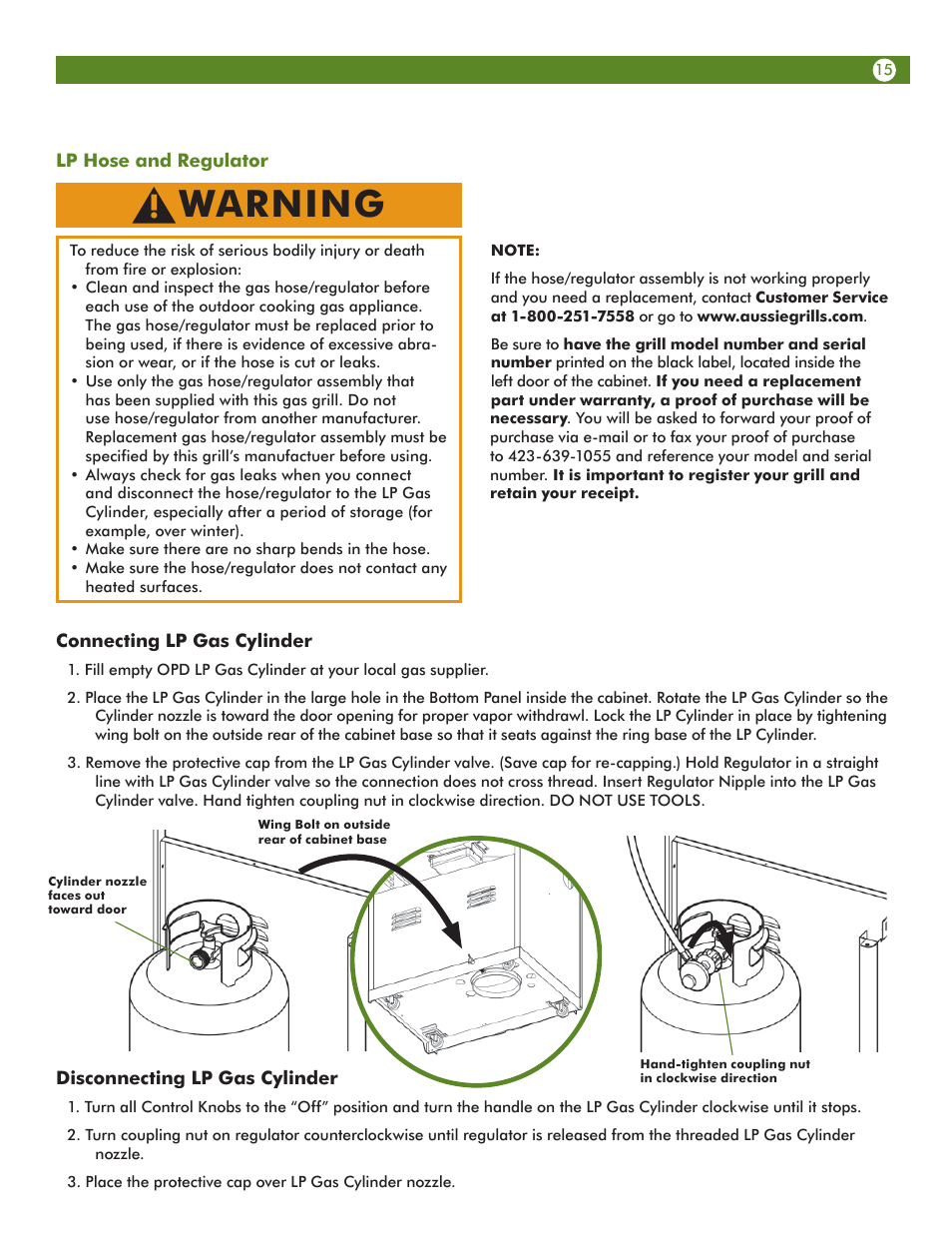 Warning | Aussie Vantage LP 6804S8-S11 User Manual | Page 15 / 36
