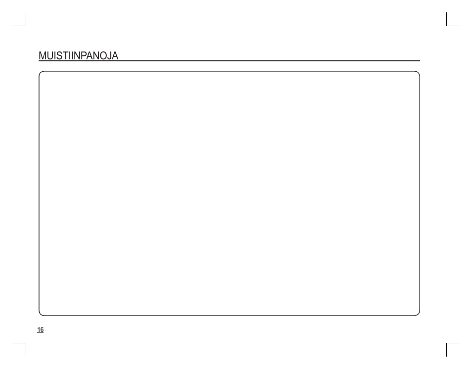 Muistiinpanoja | Samsung KENOX S860 User Manual | Page 49 / 98