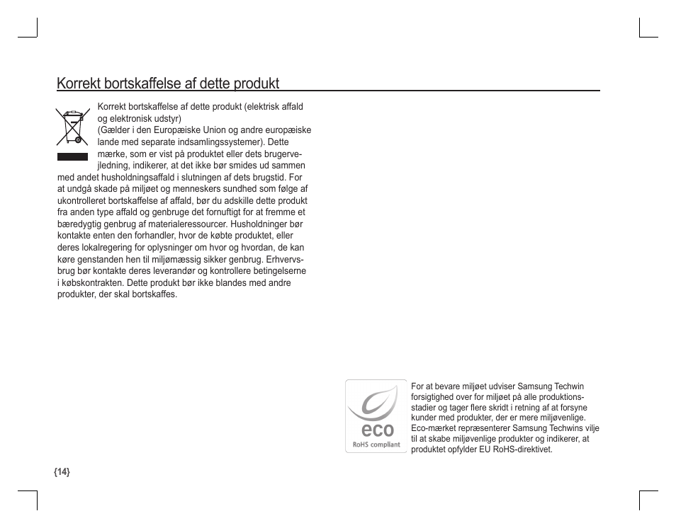 Korrekt bortskaffelse af dette produkt | Samsung KENOX S860 User Manual | Page 79 / 98