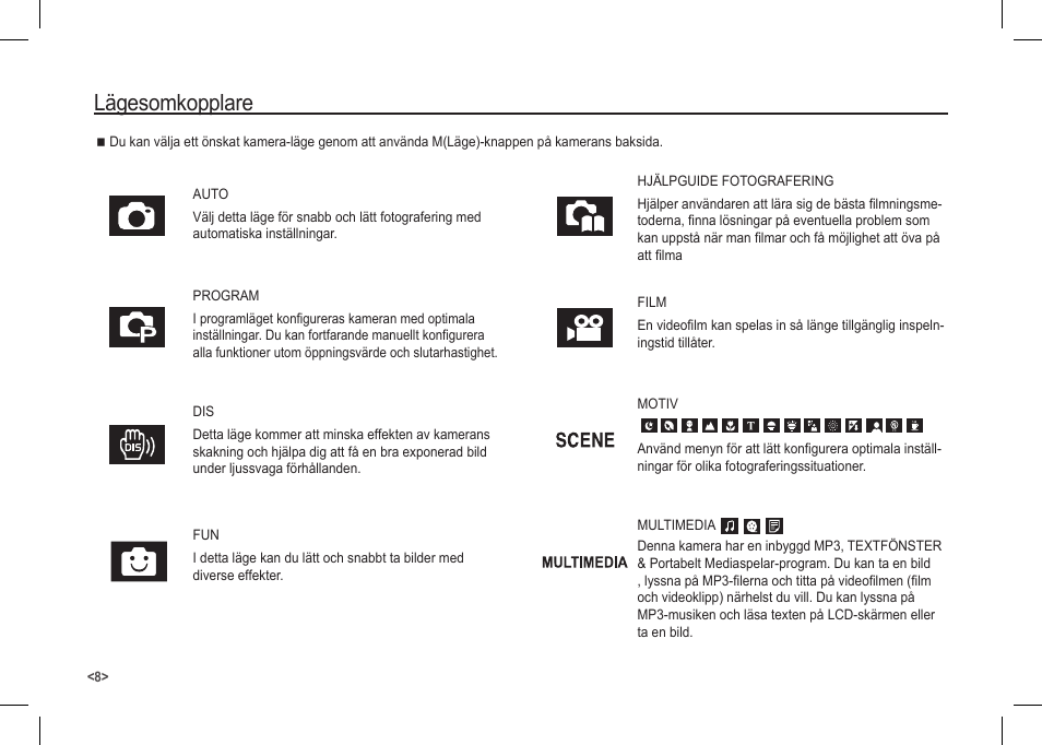 Lägesomkopplare | Samsung I80 User Manual | Page 69 / 122