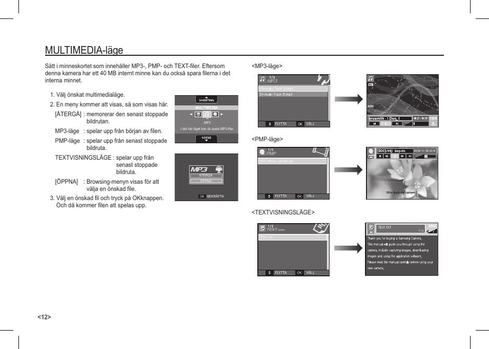 Multimedia-läge | Samsung I80 User Manual | Page 73 / 122