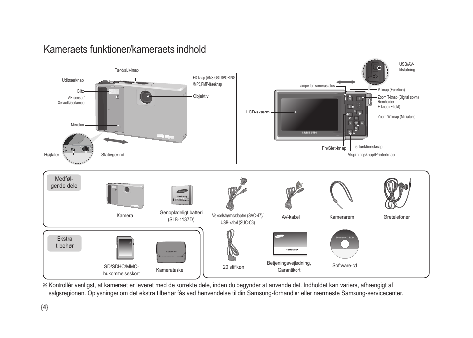 Kameraets funktioner/kameraets indhold | Samsung I80 User Manual | Page 85 / 122