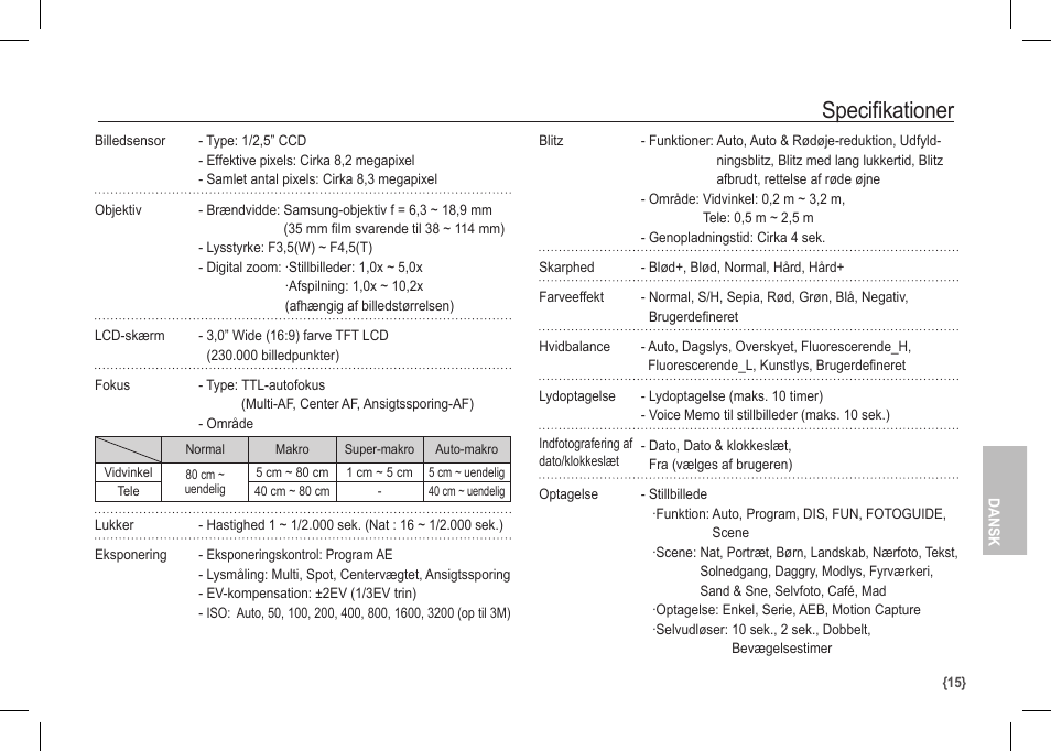 Specifikationer | Samsung I80 User Manual | Page 96 / 122