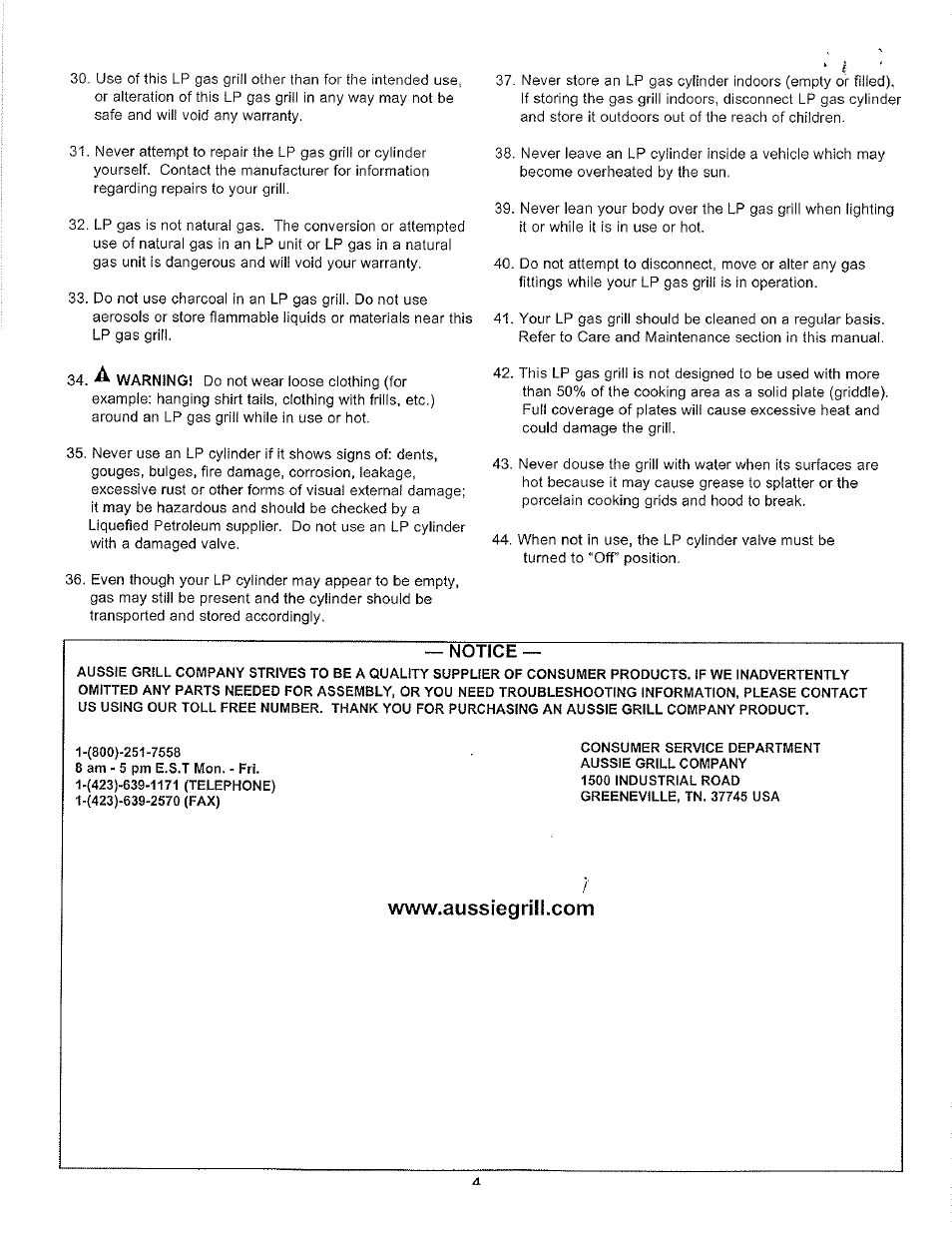 Notice | Aussie LP 7462 User Manual | Page 4 / 36