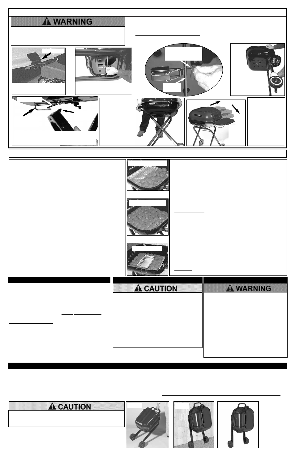 Assembly instructions, Operating and maintaining your charcoal grill | Aussie WALK-A-BOUT 4201 User Manual | Page 2 / 2