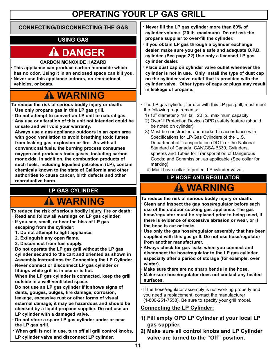 Operating your lp gas grill | Aussie Joey 7110.7.641 User Manual | Page 11 / 23