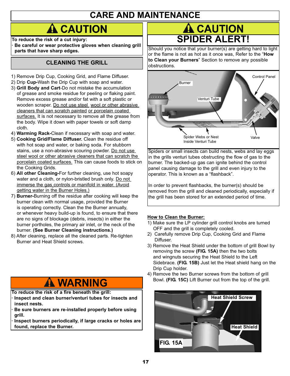 Spider alert, Care and maintenance | Aussie Joey 7110.7.641 User Manual | Page 17 / 23