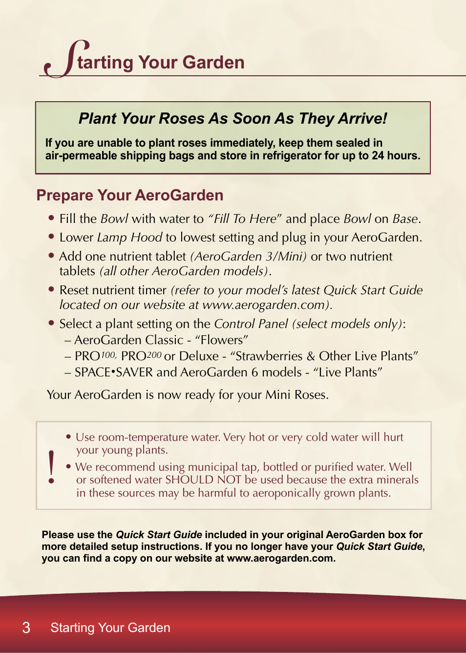 Tarting your garden | AeroGarden PRO100 User Manual | Page 4 / 24