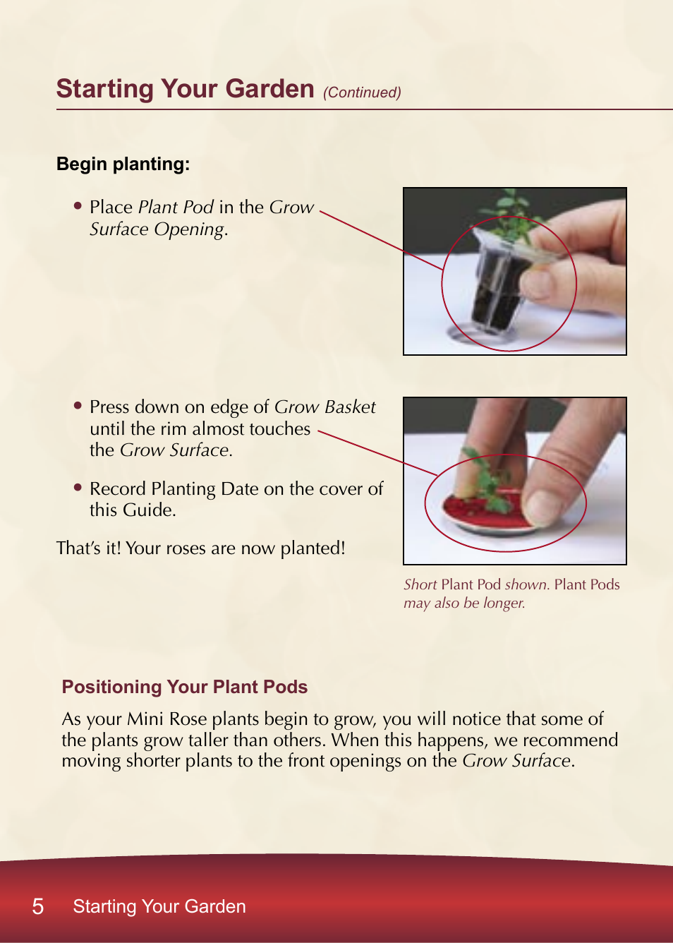 Starting your garden | AeroGarden PRO100 User Manual | Page 6 / 24