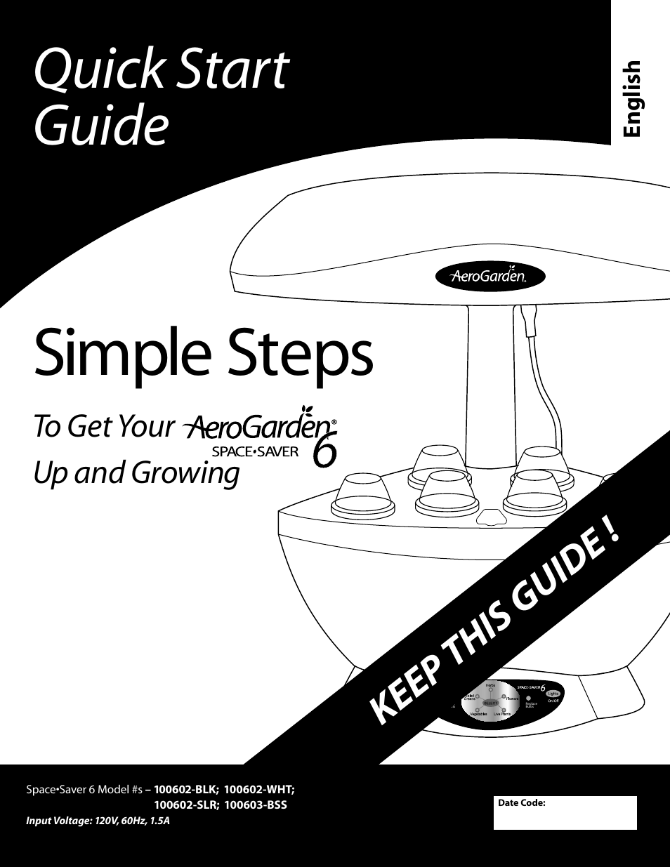 AeroGarden Space Saver 6 100602-SLR User Manual | 16 pages