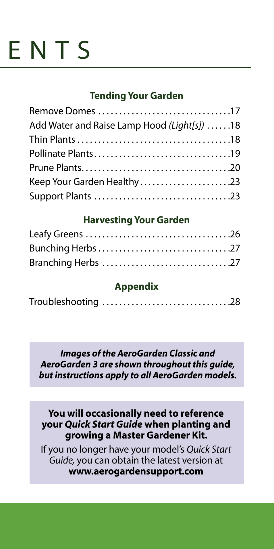 E n t s | AeroGarden 7-Pod User Manual | Page 3 / 32