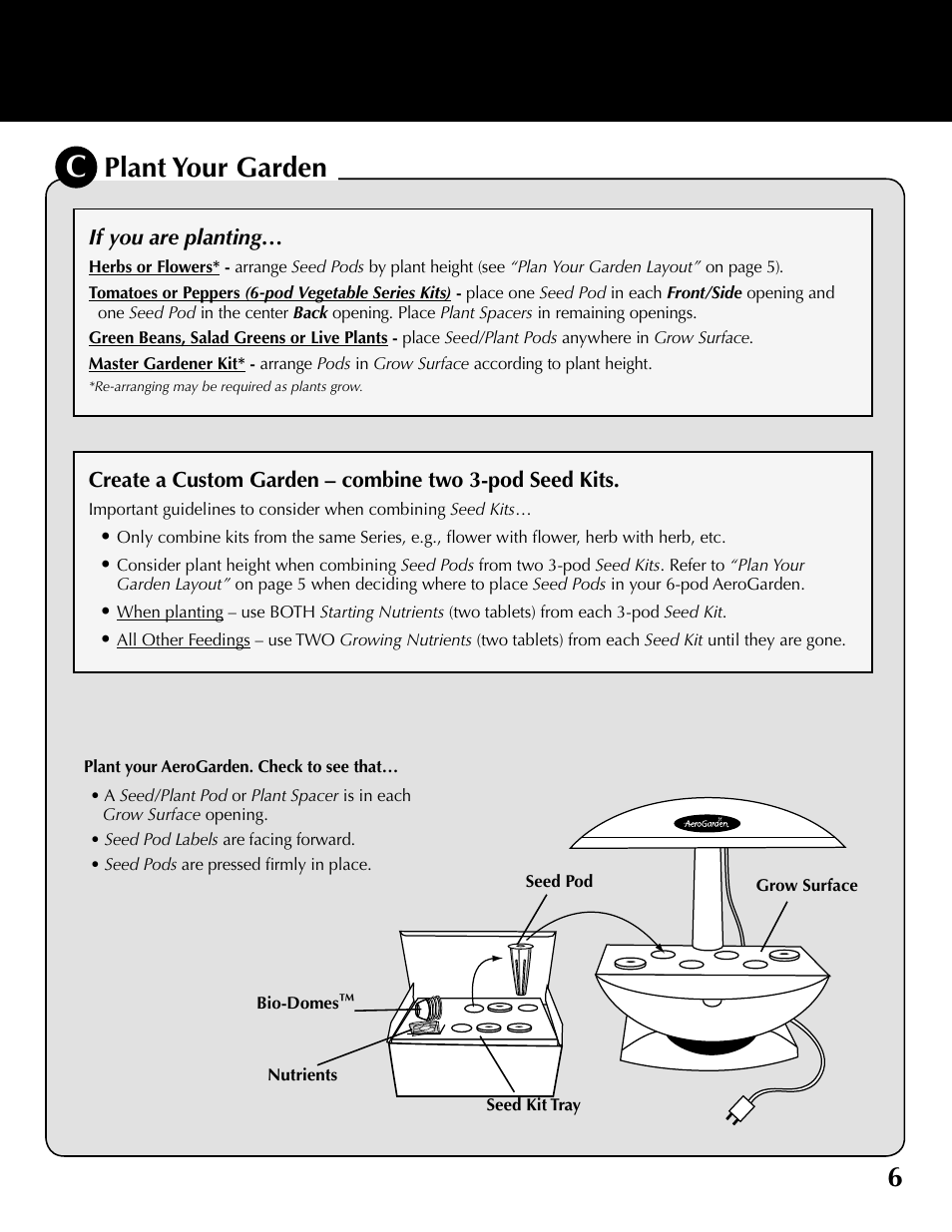 6plant your garden | AeroGarden 100610-SLR User Manual | Page 7 / 16