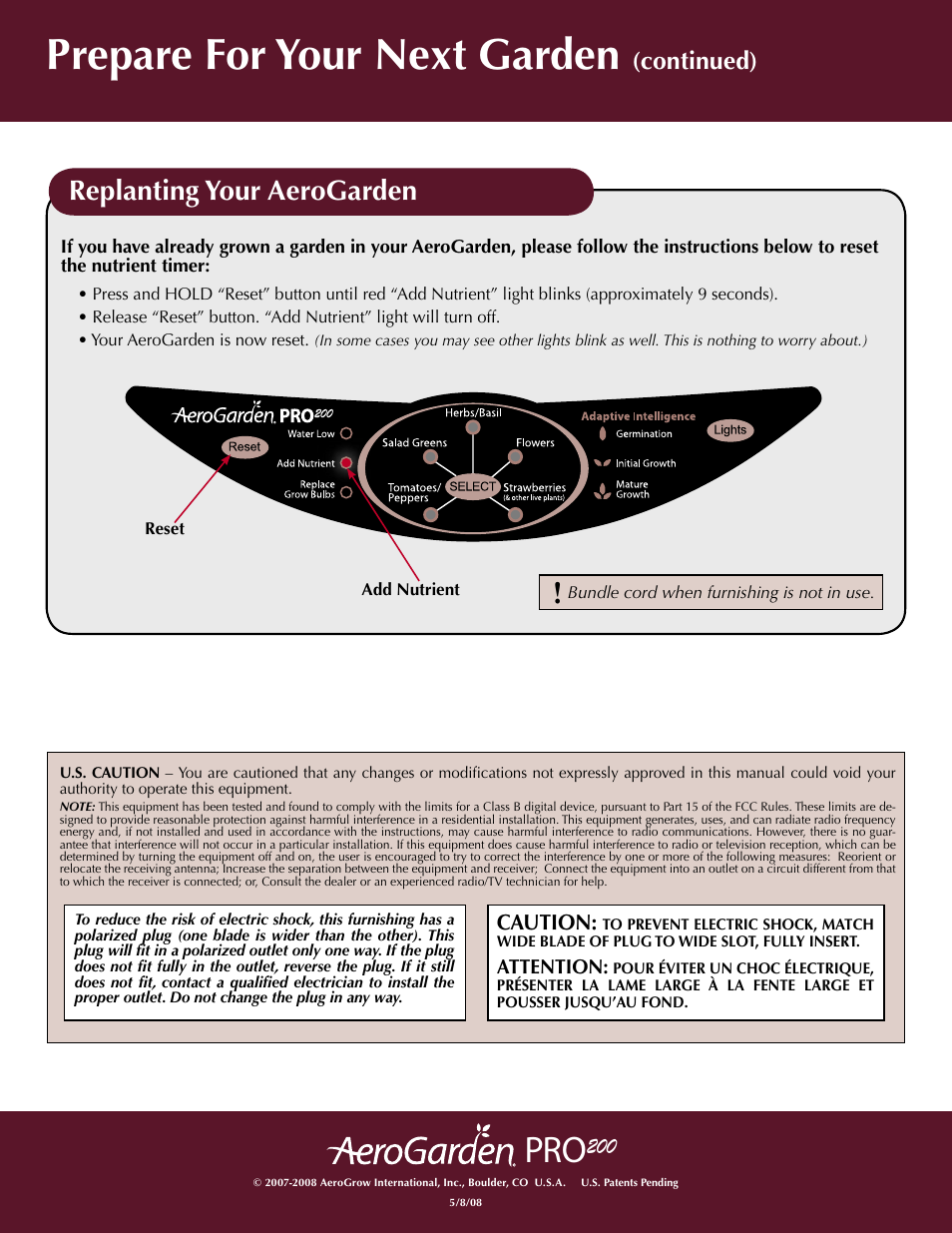 Prepare for your next garden, Replanting your aerogarden, Continued) | AeroGarden 100733-DSS User Manual | Page 16 / 16