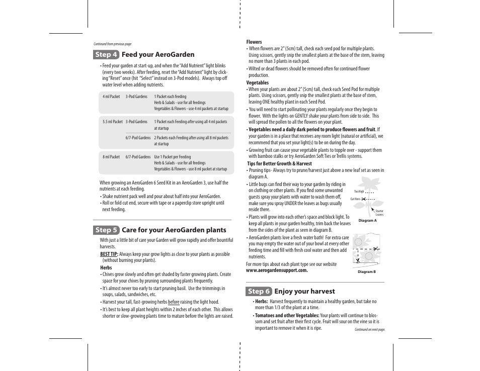 Step 6 enjoy your harvest | AeroGarden 507320-0000 User Manual | Page 2 / 2