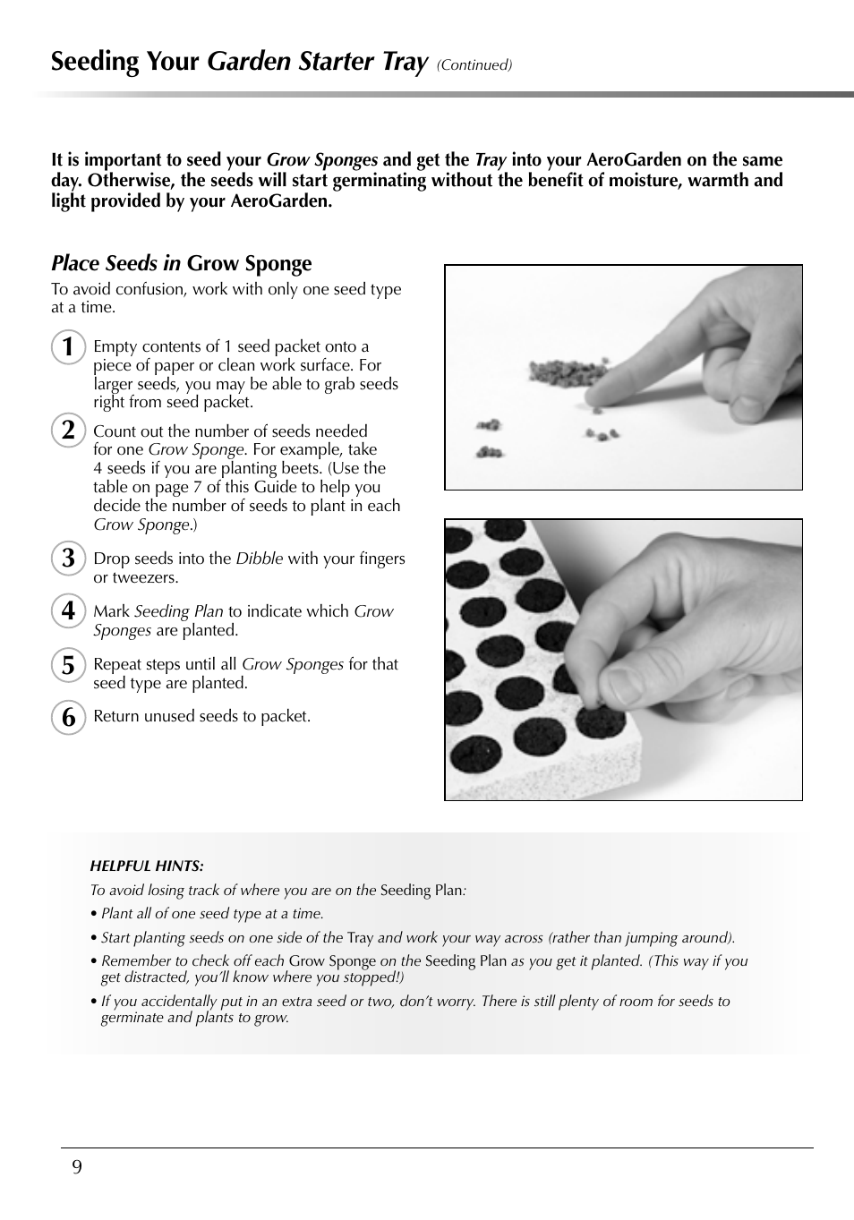 Seeding your garden starter tray | AeroGarden 507140-0000 AD User Manual | Page 10 / 26