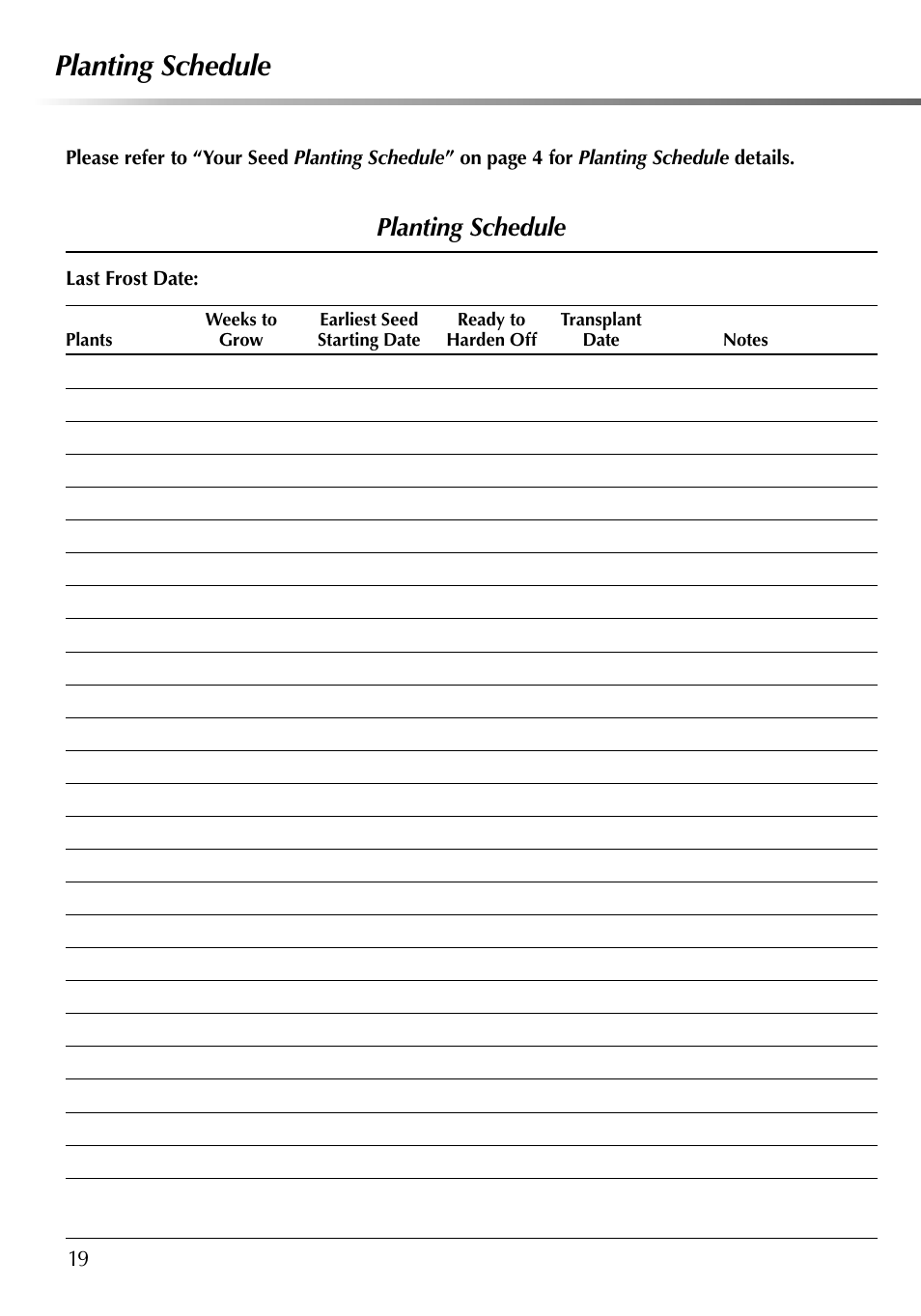 Planting schedule | AeroGarden 507140-0000 AD User Manual | Page 20 / 26