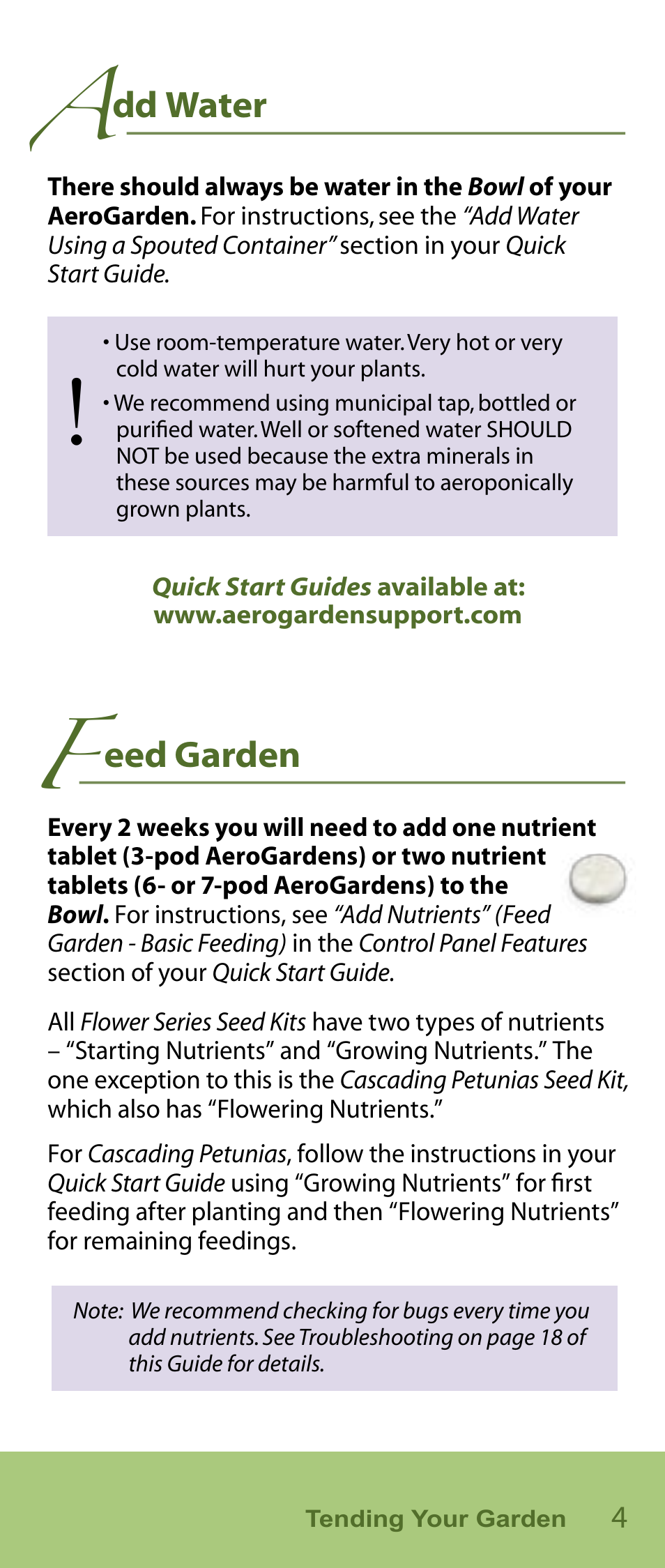 Dd water, Eed garden | AeroGarden Flower Series User Manual | Page 5 / 22