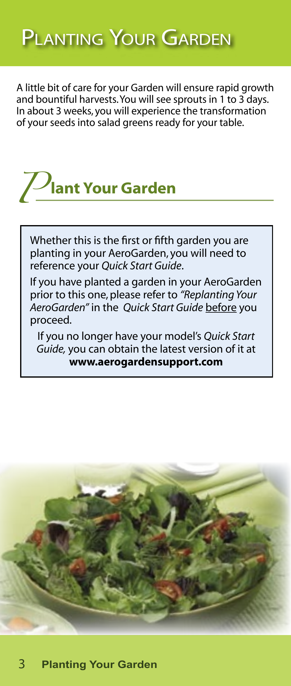 AeroGarden Salad Series User Manual | Page 4 / 16