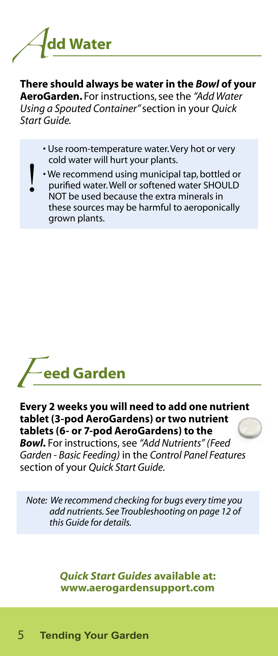 Dd water, Eed garden | AeroGarden Salad Series User Manual | Page 6 / 16