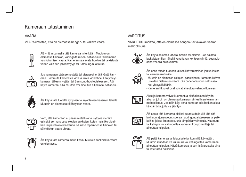 Kameraan tutustuminen | Samsung S1060 User Manual | Page 35 / 98