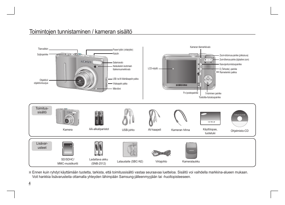 Toimintojen tunnistaminen / kameran sisältö | Samsung S1060 User Manual | Page 37 / 98