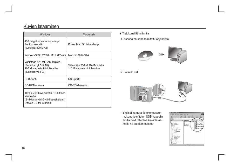 Kuvien lataaminen | Samsung S1060 User Manual | Page 43 / 98