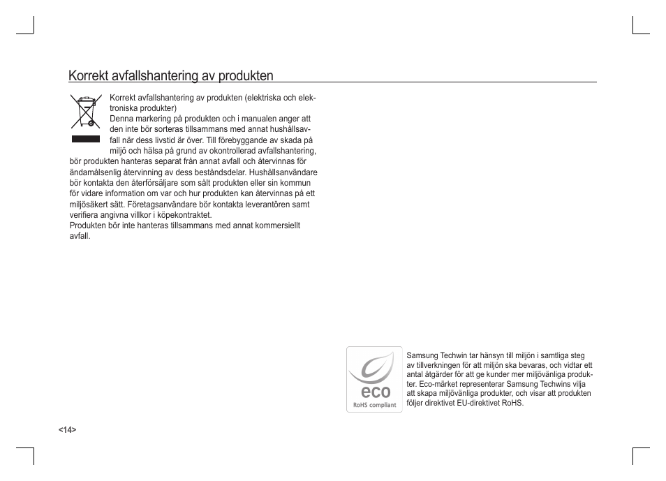Korrekt avfallshantering av produkten | Samsung S1060 User Manual | Page 63 / 98
