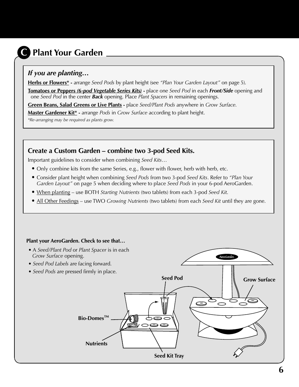 6plant your garden | AeroGarden 6 Elite 100633-DSS User Manual | Page 7 / 16