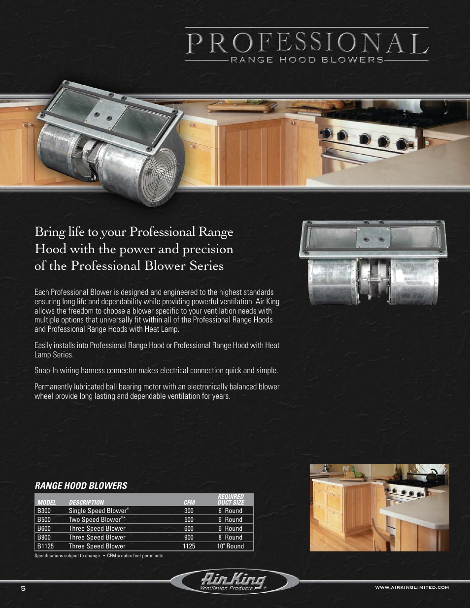 Range hood blowers | Air King P1842 User Manual | Page 5 / 8