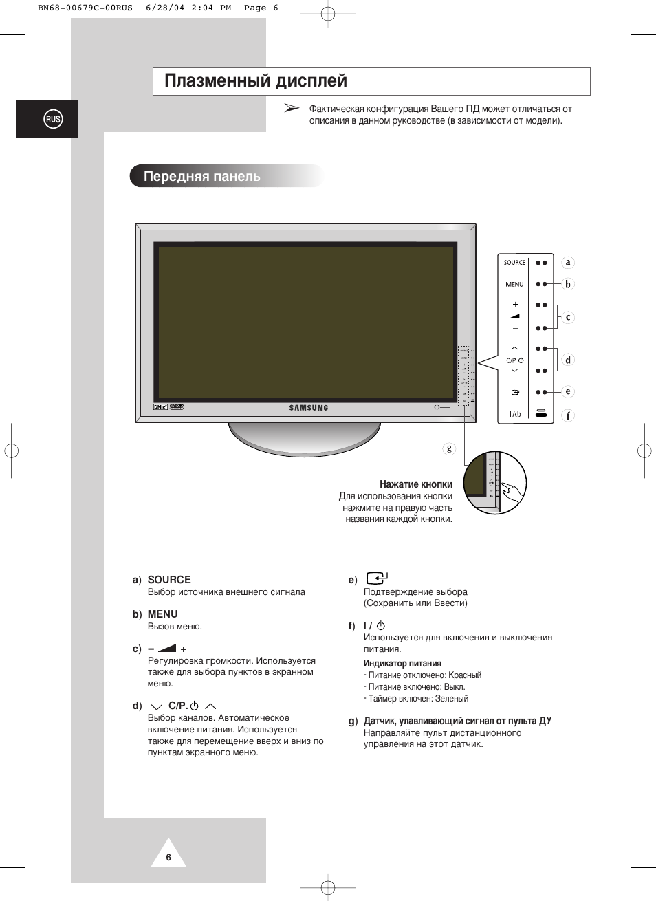 Ио‡бпвмм˚и ‰лтфови, Ивв‰мﬂﬂ ф‡мво | Samsung PS-50P4HR User Manual | Page 6 / 70