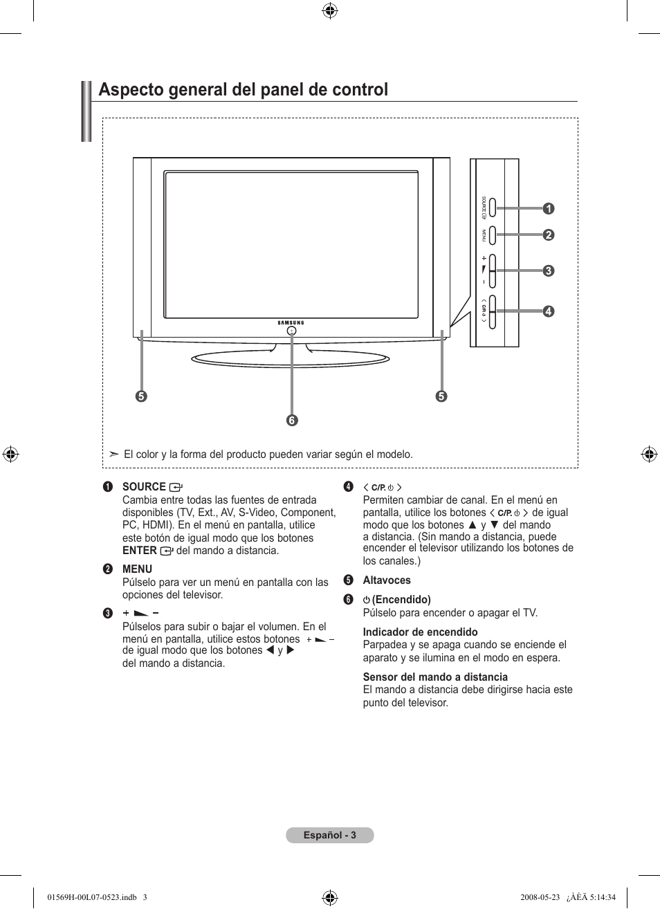 Aspecto general del panel de control | Samsung LE22S81BH User Manual | Page 37 / 58