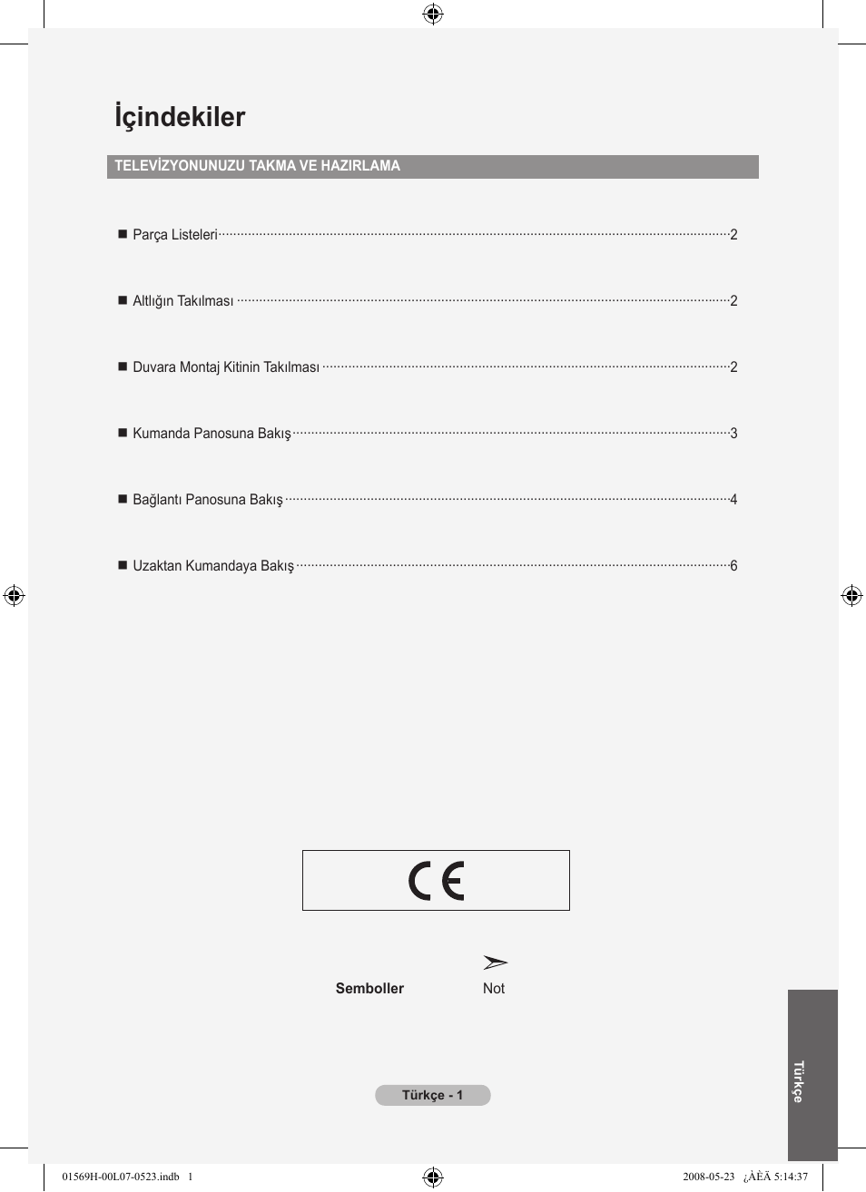 Içindekiler | Samsung LE22S81BH User Manual | Page 51 / 58