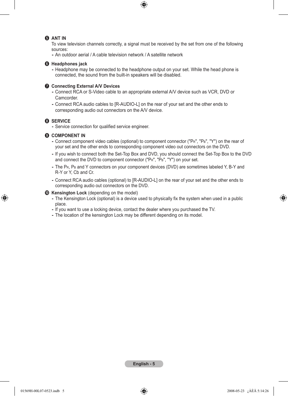 Samsung LE22S81BH User Manual | Page 7 / 58